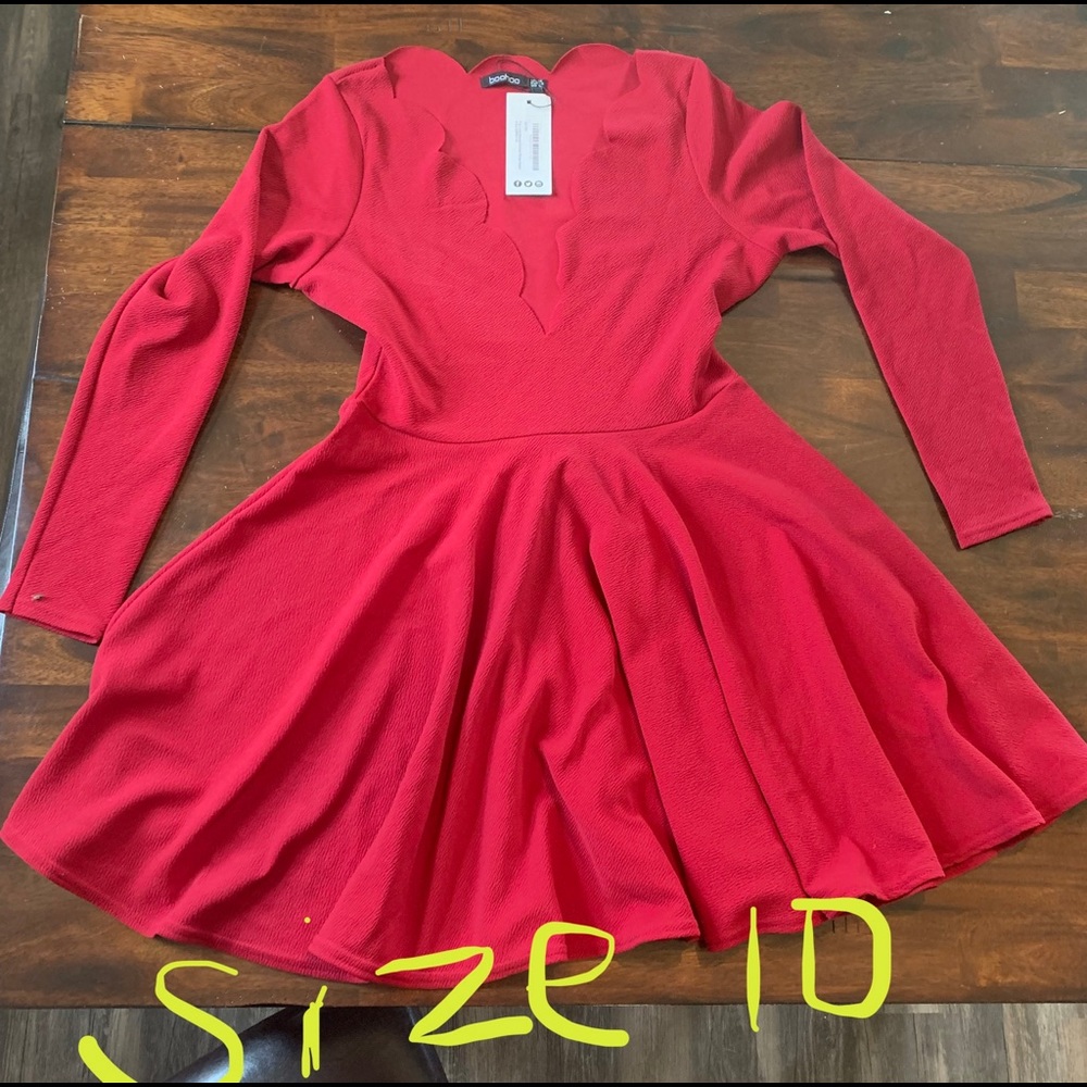 Red plunge dress
